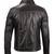 Men's brown leather trucker modern buttoned fit jacket