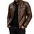 Men's brown lambskin leather street style biker jacket