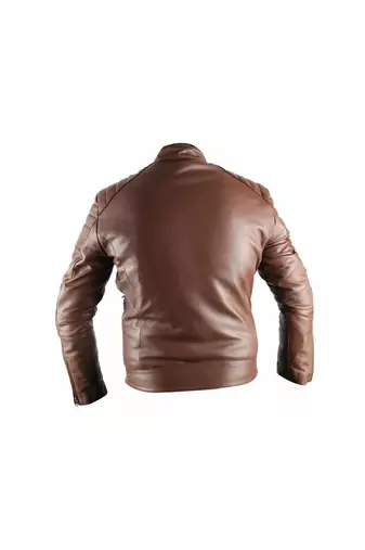 Men's biker timeless style brown lambskin leather jacket