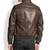 Men's brown lambskin leather motorcycle bomber jacket