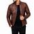 Men's brown lambskin leather minimal design biker jacket