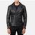 Men's black leather smart casual wear lambskin biker jacket