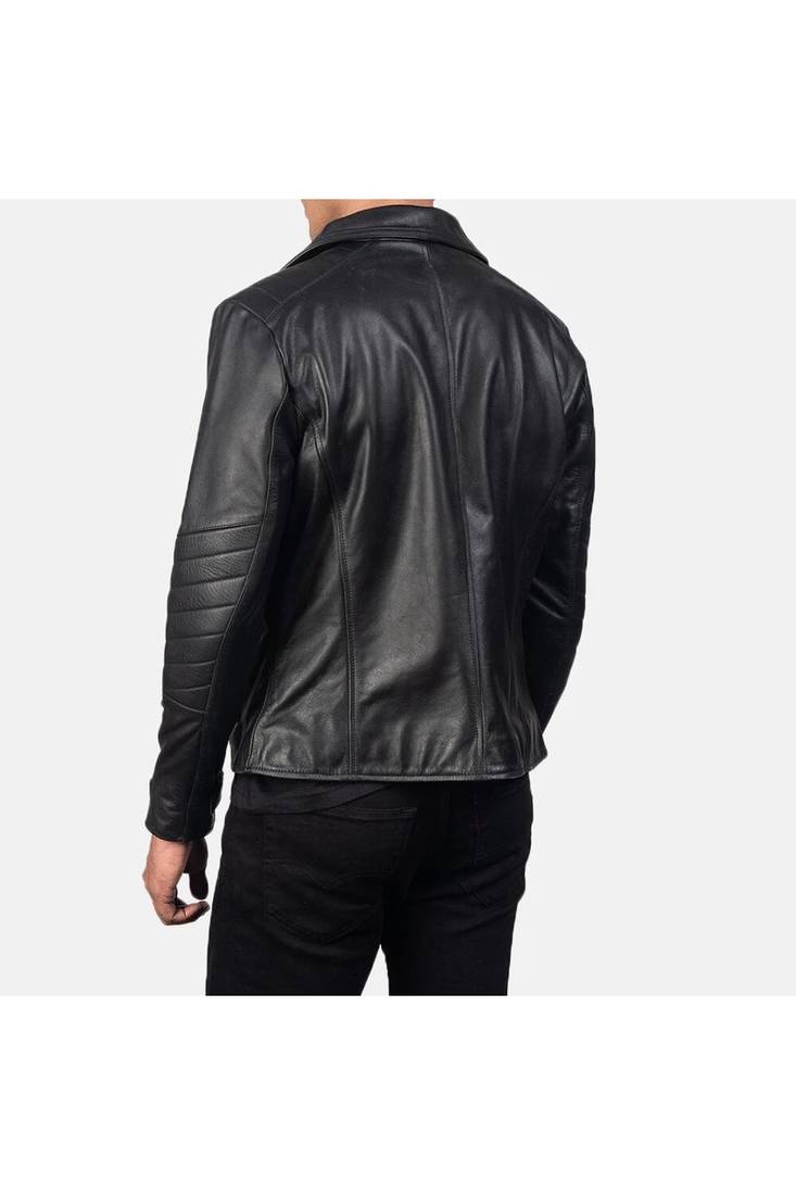 Men's black leather smart casual wear lambskin biker jacket