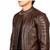 Men's brown leather lambskin designer style biker jacket