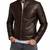 Men's brown leather iconic look real lambskin biker jacket