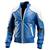 Men's blue & white leather bomber jacket urban fashion