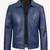 Men's blue lambskin leather jacket daily casual wear coat