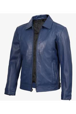 Men's blue lambskin leather jacket daily casual wear coat 2
