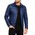 Men's blue lambskin leather signature look trucker jacket