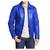 Men's blue leather riding jacket real lambskin classic design