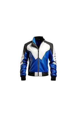 Men's blue leather bimber riding jacket strip premium finish 1