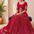 Navratri Special Red Bandhej Flared Lehenga and Short Kurta Set with Mirror Work Jacket