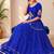  Blue Bandhej Flared Lehenga and Short Kurta Set with Mirror Work Jacket
