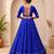  Blue Bandhej Flared Lehenga and Short Kurta Set with Mirror Work Jacket