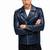 Men's blue lambskin leather biker jacket fashion outerwear