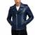 Men's blue lambskin leather biker jacket fashion outerwear