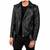 Men's black leather riding lambskin casual style belted jacket