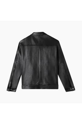 Men's black leather vintage style real lambskin biker jacket 2