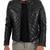 Men's black genuine leather riding modern fit quilted jacket