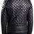 Men's black quilted leather riding handcrafted biker jacket