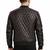 Men black leather riding tailored look quilted bomber jacket