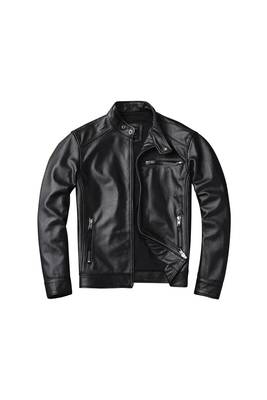 Men's black leather riding street style lambskin biker jacket 1