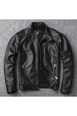 Men's black leather riding street style lambskin biker jacket 2