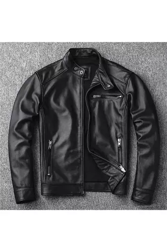 Men's black leather riding street style lambskin biker jacket