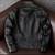 Men's black leather riding jacket timeless style buttoned