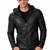 Men's black leather riding jacket motorcycle hoodies style