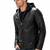 Men's black leather riding jacket motorcycle hoodies style