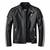 Men's black leather riding minimal design white strip jacket
