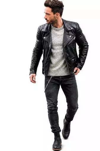 Men's black leather premium quality lambskin biker jackets