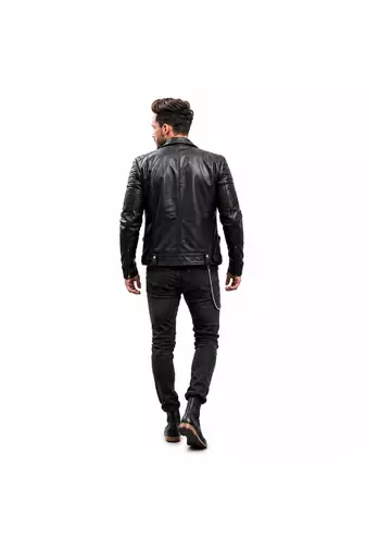 Men's black leather premium quality lambskin biker jackets