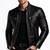 Men's black genuine leather smart casual quilted riding jacket