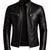 Men's black genuine leather smart casual quilted riding jacket