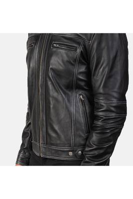 Men's black leather iconic look real lambskin riding jacket 1