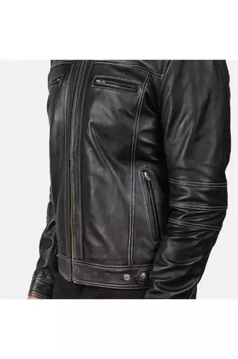 Men's black leather iconic look real lambskin riding jacket