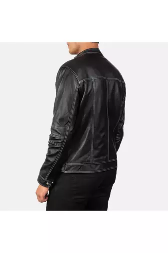 Men's black leather iconic look real lambskin riding jacket