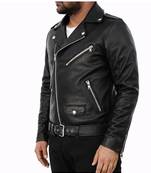 Men's black leather riding jacket daily biker wear