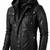 Men's black lambskin leather biker jacket signature look hoodies