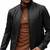 Men's black leather outerwear classic design biker jacket