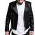 Men's black leather outerwear everyday wear belted biker jacket