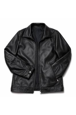 Men's biker black leather outerwear fashion outerwear jacket 1