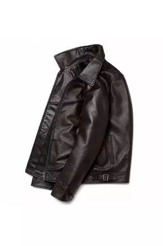 Men's biker black leather outerwear fashion outerwear jacket