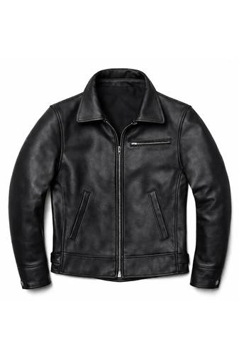 Men black lambskin leather outerwear casual style jacket