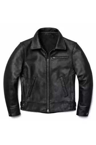 Men black lambskin leather outerwear casual style jacket