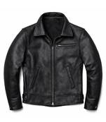 Men black lambskin leather outerwear casual style jacket