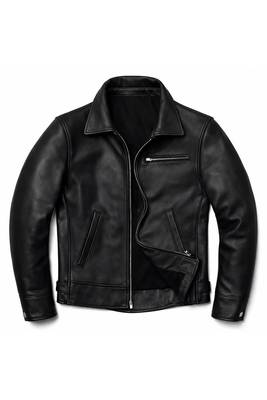Men black lambskin leather outerwear casual style jacket 2