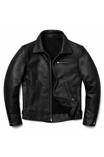 Men black lambskin leather outerwear casual style jacket